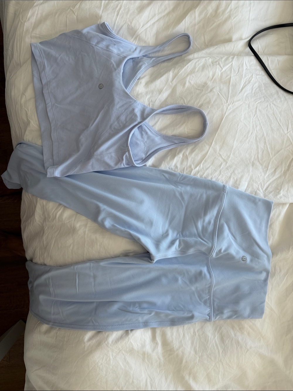 Light Blue Lululemon Women's Seamless Sports Bra and Legging Set